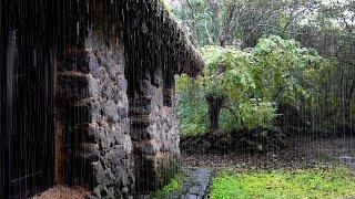 Rain Sounds in a Traditional House in the Rainy Forest Deepen. Peaceful Mind, Relax, Deep Sleep ASMR