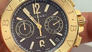 罕有啡色限量版 40mm 18k BVLGARI DIAGONO CHRONOGRAPH ，相對於抵玩嘅運動計時金表