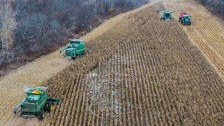 3 John Deere Combines wrapping up 2022 Corn Harvest 4K