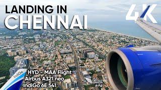 [4K] Flight Landing in Chennai (Secondary Runway) IndiGo | HYD - MAA | Chennai Airport | Chennai️‍