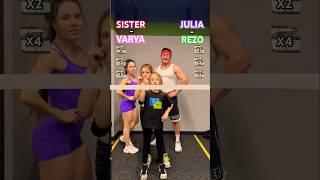 ️@LOVESHISHKINA SISTER-VARYA vs JULIA-REZO challenge!#foryou #funny #challenge #sport #shorts