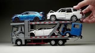 Unboxing of Double Deck Car Hauler Truck Trailer Diecast Model Car