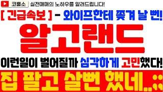 [ 알고랜드 전망 ] 큰일 날 뻔 했습니다!!! 와이프한테 쫒겨 나는 줄 알았네;;; 여기까지 밀리면 집 팔고 알고랜드 더 사야 하나...심각하게 고민 했습니다 ㅎㅎ