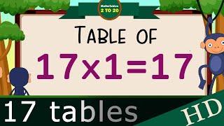 17x1=17 Multiplication, Table of Seventeen Tables Song Multiplication Time of tables - MathsTables