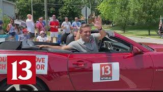 WTHR's Dustin Grove waves during Lebanon Fourth of July parade