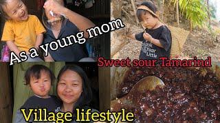 How I Spend my time every day with my child || Making Sweet sour Tamarind At home Village lifestyle