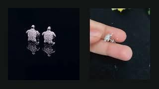 Diamond Celebtity’s 925 Sterling White Silver 0.25ct Diamond Turtle Earrings For Women’s & Men’s