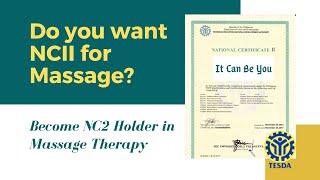 Tesda Training National Certificat 2 for Massage Therapy (NC II QUALIFICATION)