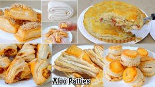 Puff Pastry Dough & Different Recipes | Chicken Pie | Chicken Patties | Aloo Patties | Tikka Patties