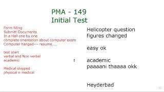 PMA 149 Initial Test Student Experience