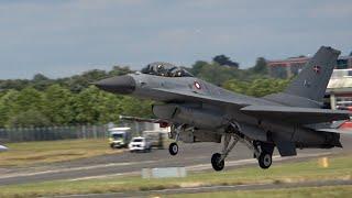 FARNBOROUGH AIRSHOW 2024.  Fast Military Jet displays.  F15; F16 and F35.  Runway views. 22 July 24.