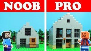 Lego Minecraft NOOB vs PRO - Old Stone HOUSE Challenge Animation