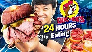 24 Hours Eating ONLY at The World's LARGEST Gas Station Buc-ee's | 100 Foods to Eat BEFORE You Die!