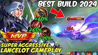 SUPER AGGRESSIVE LANCELOT DRAGON TAMER SKIN GAMEPLAY 2024| LANCELOT BEST BUILD & EMBLEM 2024 | MLBB