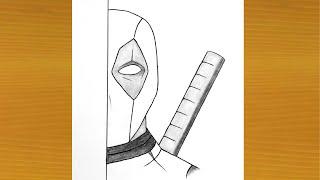 How To Draw Deadpool Step By Step Easy Deadpool Half Face Drawing Easy Tutorial with Pencil Drawing