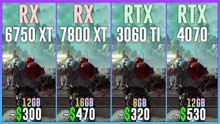 RX 6750 XT vs RX 7800 XT vs RTX 3060 TI vs RTX 4070 - Tested in 25 Games