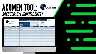 Sage 300 Acumen Tools: General Ledger - Journal Entry