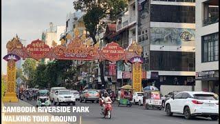 Riverside Park in PHNOM PENH CITY Walking Tour Around | CAMBODIA 2022