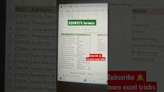 How to count no of employees department wise in excel? l COUNTIFS formula in Excel l excel tutoring