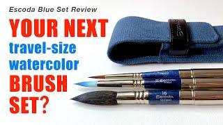 BEST NEW WATERCOLOR TRAVEL BRUSH SET?  Escoda Blue Set Review: Perla, Ultimo &  Prado in action!