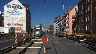 [ÜSTRA] Driver's cab ride | Line 6 Messe/Ost - Nordhafen | construction chaos