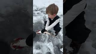 Knox’s First Time ICE FISHING!!!! #icefishing #kids #love #family #pikefishing #outdoorkids #fyp