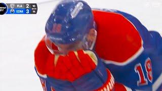 Zach Hyman Injury Hit in Face Slap Shot Puck | Edmonton Oilers Florida Panthers 2024 NHL Highlights