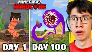 I Survived 100 Days as a WORM in Minecraft