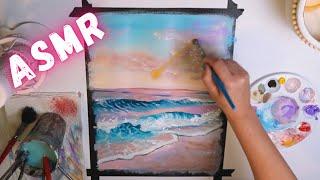 Relaxing Painting ASMR | Cotton Candy Beach Sunset