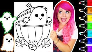 Coloring a Cute Ghost & Pumpkin Halloween Coloring Page | Caliart Markers