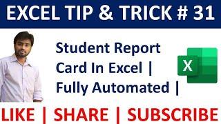 Student Report Card In Excel | Fully Automated