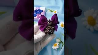 Crystal brooch order / Purple brooch - order with crystals and velvet bow / фиолетовая брошь, орден