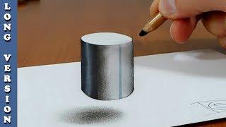 Try to do 3D Trick Art on Paper, Floating Cylinder, Long version