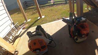 Blowing leaves with the Stihl BR600 and the Redmax EBZ8500 backpack blower