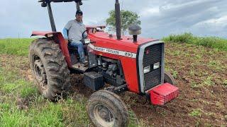 Trator massey ferguson 290 cortando terra na lagoa de fora em araruna paraíba