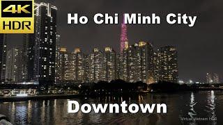 4K HDR | Downtown Ho Chi Minh City at Night | Vietnam Travel 2023