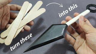 Making Easy KUNAI using (15 Pieces) Popsicle Sticks WITHOUT POWERTOOLS