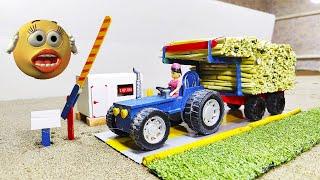diy tractor mini petrol pump & weightbridge machine science project || @Mini blue tractor