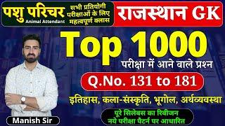 #2 पशु परिचर 2024 | Top 1000 प्रश्न राजस्थान GK | राजस्थान इतिहास, कला-संस्कृति, भूगोल, अर्थव्यवस्था