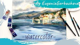 Painting Watercolour Real time process | Old town in Montenegro | by Eugenia Gorbacheva