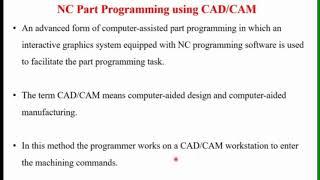 Methods of NC Part Programming