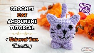 How to Crochet a QUICK CAT Amigurumi Pattern - Purple Chenille Yarn [Plus Universal Yarn Unboxing]