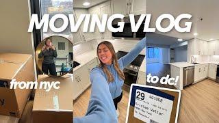 THE MOVING VLOG: moving from nyc to dc! movers, first night in my NEW apartment, layout ideas etc