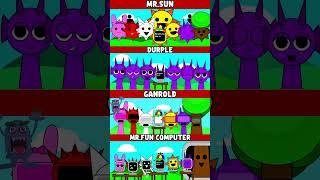 Mr.Sun vs Durple vs Garnold vs Mr.Fun Computer vs Mr.Tree Incredibox Sprunki Animation Mix Version