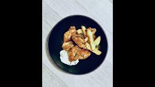 Crispy Wings with Blue Cheese Ranch Dressing and Fries