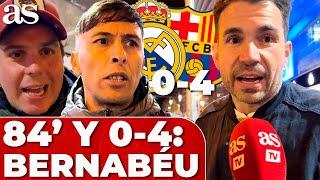 REACCIÓN y ENFADO AFICIÓN REAL MADRID AL 0-4 DEL BARCELONA EN EL SANTIAGO BERNABÉU MARCHÁNDOSE ANTES