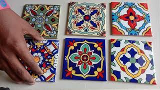 Blue pottery ceramic tiles for DIY Projects