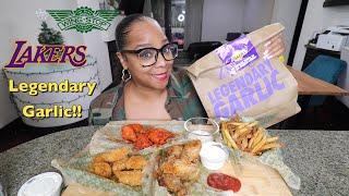 TRYING WINGSTOP NEW LAKERS LEGENDARY GARLIC FLAVOR FOR THE FIRST TIME!