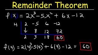 Remainder Theorem and Synthetic Division of Polynomials