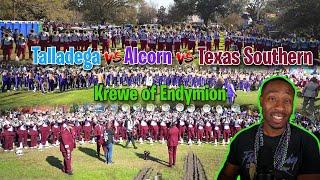 BandHead REACTS to Texas Southern vs Alcorn  vs Talladega - Endymion Parade Three Way Battle  (2025)